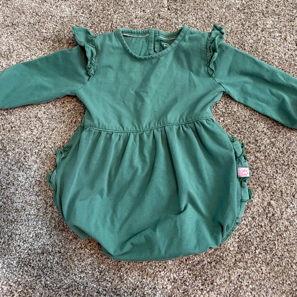 Ruffle Butts Forest Green Baby Romper